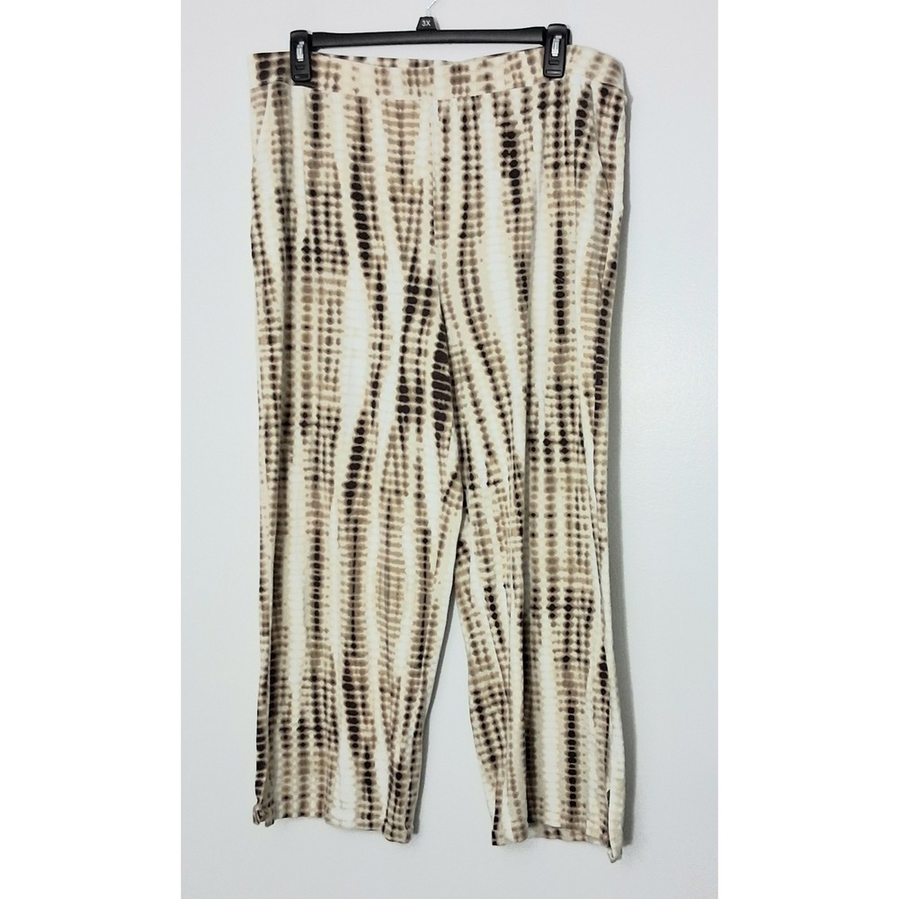 Denim & Co‎ Pants Women's Size 1XvBeach "Best Of" Printed Jersey Brown Tan